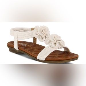Patrizia Spring Step Ankle Trap Sandal with flowers - White
